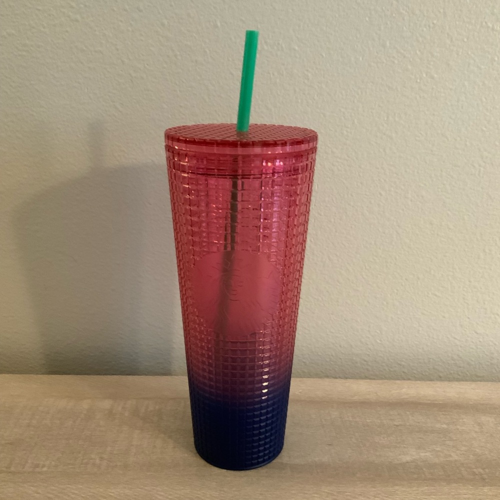 2022 STARBUCKS WATERMELON GRADIENT VENTI GRID TUMBLER CUP PINK PURPLE 24oz